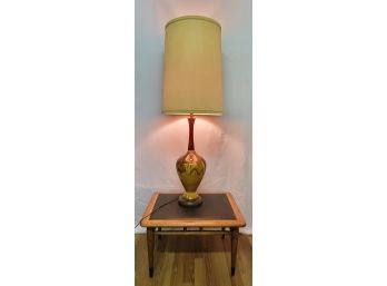 Vintage Mid Century Drip Glaze Lamp With Original Shade