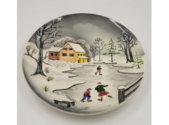 Vintage Winter Scene Plate Made In West Germany