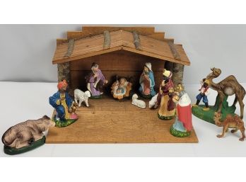 Vintage Papier Mache Composition Nativity Set