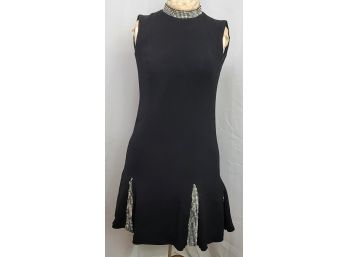 Stunning Vintage Ric McClintock Black Dress With Rhinestone Collar And Skirt Flare