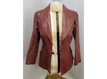 Very Cool Vintage Opera Deep Burgandy Genuine Leather Jacket Size Small