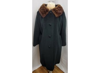 Beautiful Vintage Raleighs Black Camel Hair With Fur Collar Winter Coat (Very Soft)