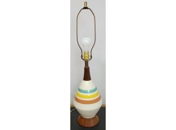 Vintage Mid Century Modern Striped Ceramic Lamp