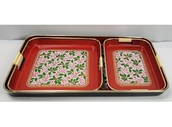 Vintage Holly Berry Nesting Serving Trays