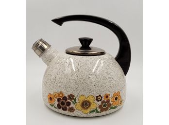 Circa 1970's Vintage Flower Power Enamel Tea Pot