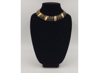 Vintage Monet Black And Gold Collar Necklace