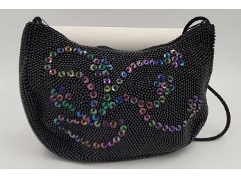 Vintage Black Beaded Purse With Sequin Detail