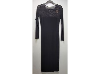 Georgous Vintage Necessary Objects Black Stretch Dress With Dragon Embroidery On Back Shoulder