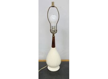 Vintage Mid Century Ceramic And Wood Lamp