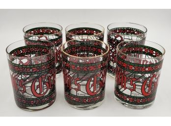 Set 2 Of 2 Of 6 Vintage Houze 1970's Seasons Greetings Christmas Glasses