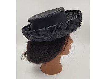 Vintage Marian Marcia Black Straw Hat