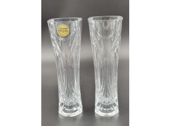 Pair Of Vintage Cristal D'Arques Deco Style Lead Crystal Vases