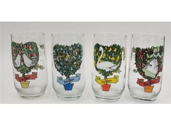 Set Of 8 Vintage 12 Days Of Christmas Glasses