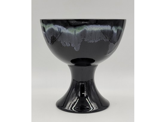 Vintage Royal Heager Black With Blue And Green Drip Glaze Chalice Planter/Vase