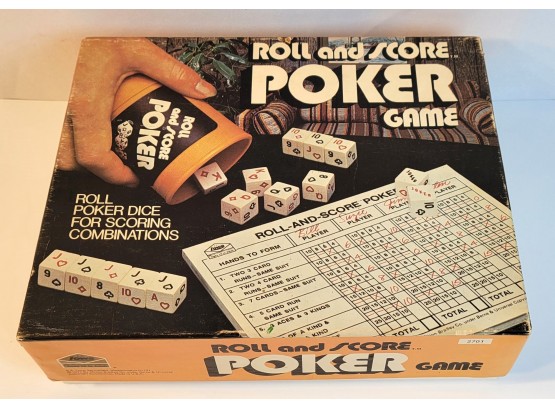 Vintage Roll And Score Poker With Wooden Dice (Complete)