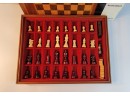 Beautiful Vintage Wood Chess Set With Reversible Top For Backgammon
