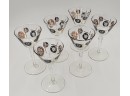 Set Of 6 Vintage Libby Coin Wine/champagne/cordal Bar Glasses Like New