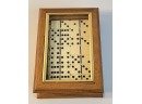 Vintage Dominoes In Wooden And Glass Storage Box