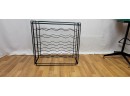 Vintage Black Wrought Iron And Glass WIne Rack