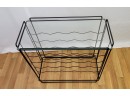 Vintage Black Wrought Iron And Glass WIne Rack