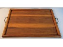 Vintage Solid Wood Serving Tray With Handles