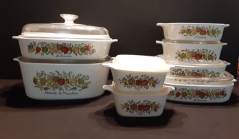 Vintage Corning Ware's The Spice Of Life 1970s Large Set