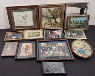 Large Lot Of Picture Frames Largest 8 X 10 Glass Is Broken In Two Frames