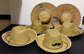 4 New Straw Hats Plus 2 Used Wide Brimmed Straw Hats