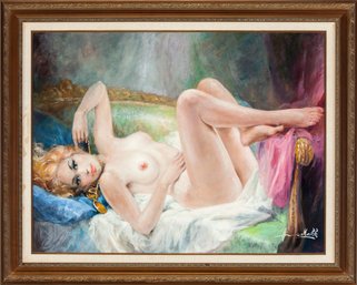 Americo Makk - Hungarian, American (1927 2015) Painting Oil On Canvas, Reclining Nude