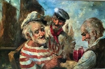 Americo Makk - Hungarian, American (1927 2015) Painting Oil On Canvas, Sailors