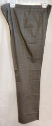 Grey Check Slacks With Red Strips - New Wool - ESCADA - Made In Canada Size UK 40 Leg Length 41'