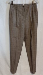 Brown Check Slacks - Button Front  NewYork BARNEYS -Made In Italy Size EUR 46 - Leg Length 40'