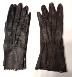 Black Leather Gloves - 2 Pair