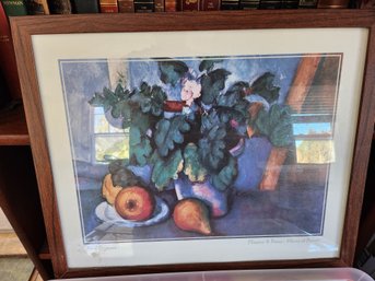 Flowers And Pears By Paul Cezanne Framed Print