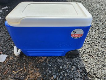 Blue Rolling Ice Cooler