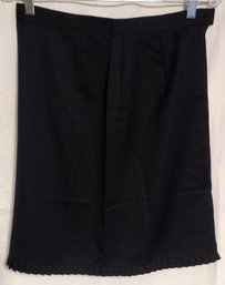 Black Knee Length Skirt - New Wool -  Pleated  Hem - JOAN AND DAVID - Made In Italy Size EUR 44 - US 10 Length