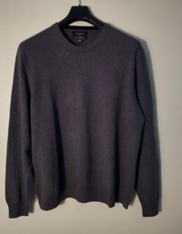 Men's Light Grey Cashmere Sweater- Black-Brown