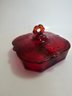 Ruby Red Crow's Foot Paden City 3 Part Candy With Cover Exc Condition