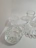 Large Clear Glass Lot, Candle Holders And Miscellaneous Items