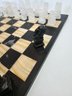 Marble And Glass Chess Set, All Pieces Accounted For, Heavy, 14'