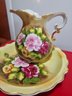 Handpainted Pitcher With A Matching Plate