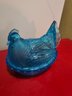 Hen On A Nest Turquoise Blue Dish With Cover