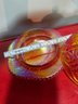 Beautiful Carnival Glass Iridescent Butter Bowl Plate With Lid
