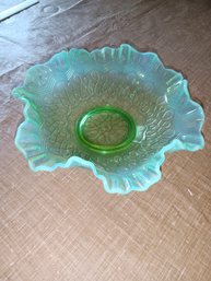 Vintage Ruffled Edge Fenton Glass Dish