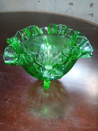 Green Footed Fenton Glass Dish