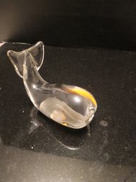 Vintage Art Glass Whale Paperweight