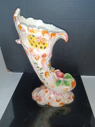 Vintage Ceramic Cornucopia Vase
