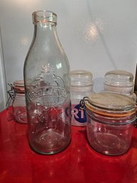 Vintage Milk Bottle And Some Jars