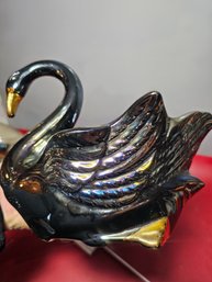 Beautiful Black Iridescent Swan, Vintage Royal Copley