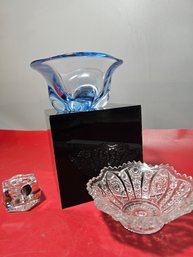 Three Decorative Items, Two Are Crystal